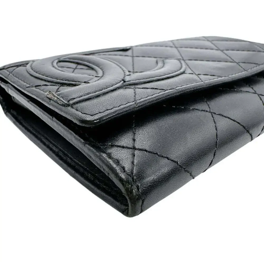 CHANEL black leather